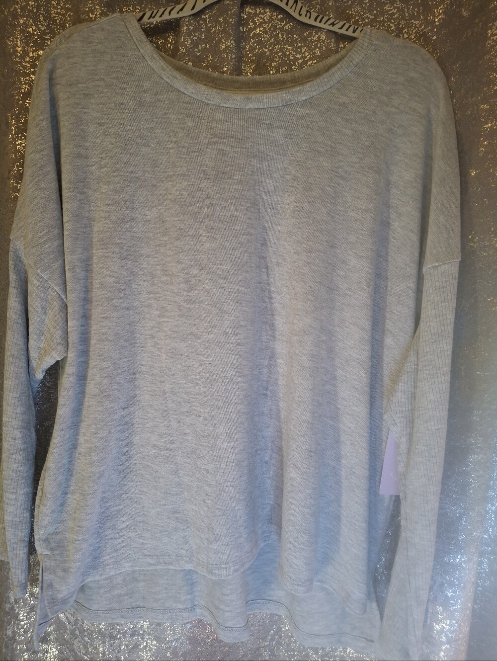 Light Gray Long Sleeve Ribbed Pullover